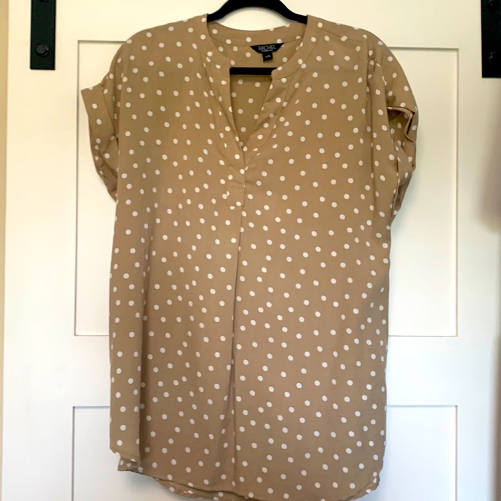 RACHEL Rachel Roy Tan Polka Dot Blouse